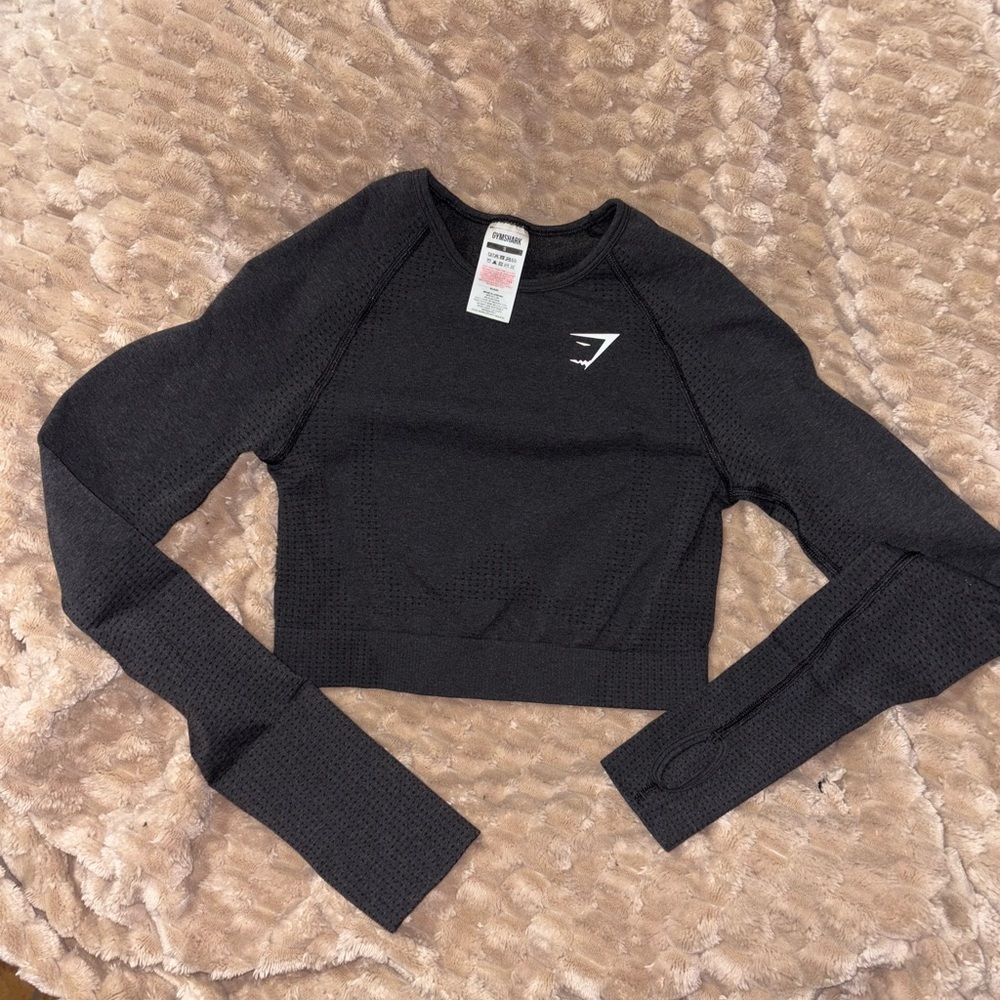 Gymshark Charcoal Long Sleeve Crop Top